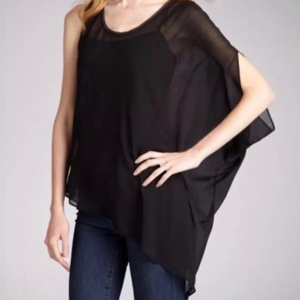 HELMUT LANG asymmetrical silk BLACK blouse ‘S’